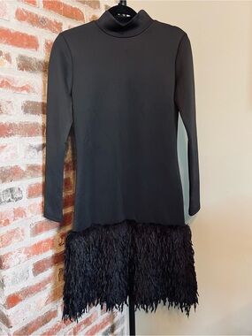 Oyrosy black high-neck, long-sleeve mini dress NWT | size small